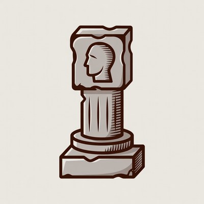 Ancient Stone Bust Illustration