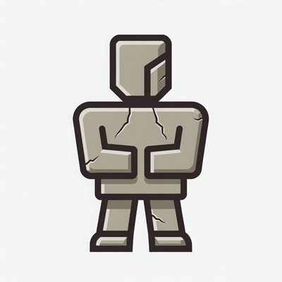 Cracked Stone Statue Illustration