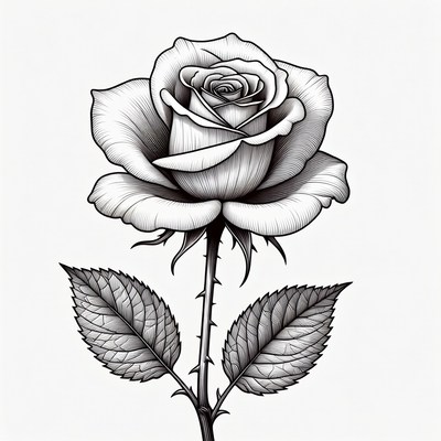 Black and White Rose Illustration