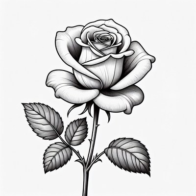 Black and White Rose Illustration