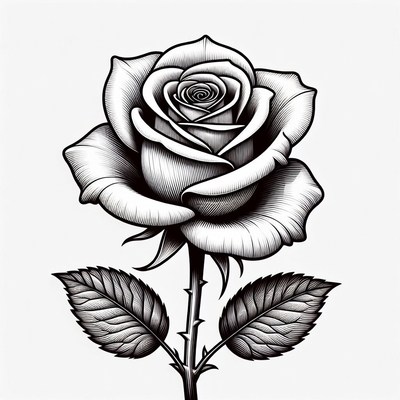 Black and White Rose Illustration