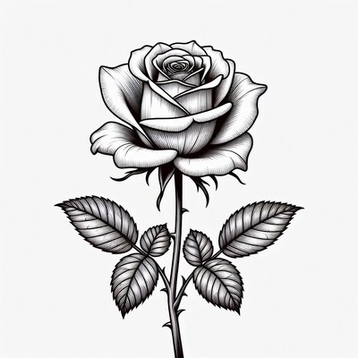 Black and White Rose Illustration