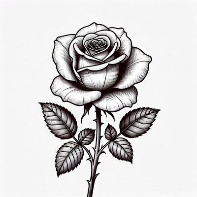 Black and White Rose Illustration