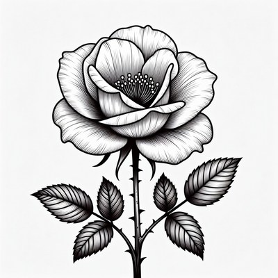 Black and White Rose Illustration