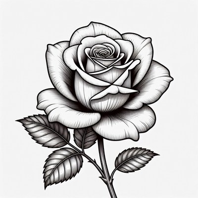 Black and White Rose Illustration