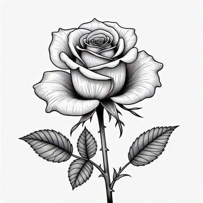 Black and White Rose Illustration