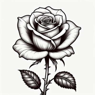 Black and White Rose Illustration