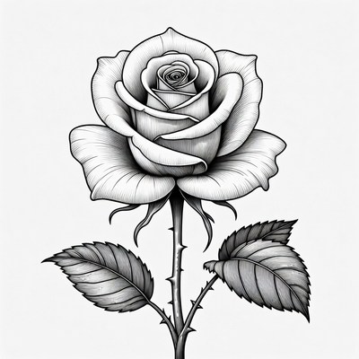 Black and White Rose Illustration