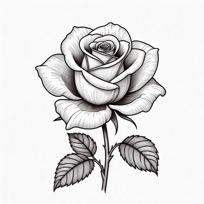 Black and White Rose Illustration