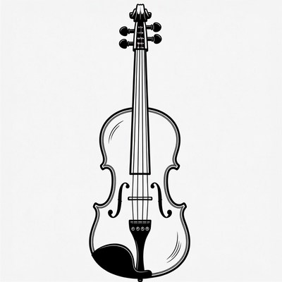Black Outline Violin Illustration