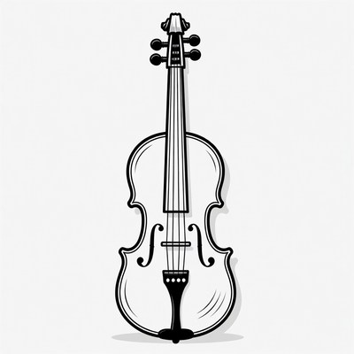 Black Outline Violin Illustration