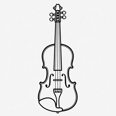 Black Outline Violin Illustration