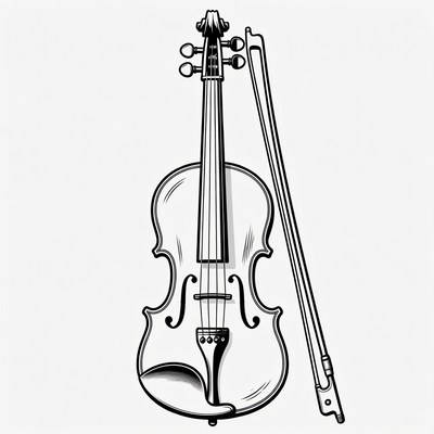 Violin with Bow Illustration