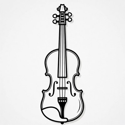 Black Outline Violin Illustration