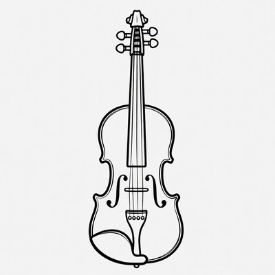 Black Outline Violin Illustration