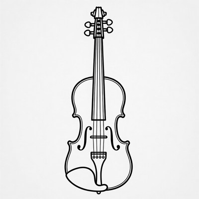 Black Outline Violin Illustration