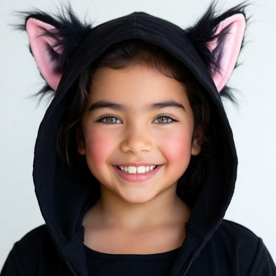 Girl in black cat ears hoodie