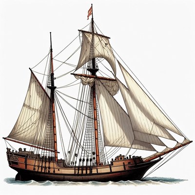 Sailing Ship with Full Sails