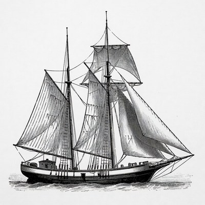 Sailing Ship with Full Sails