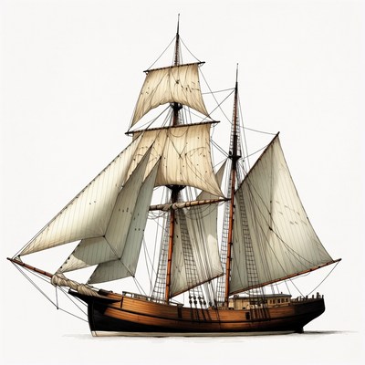 Sailing Ship with Full Sails