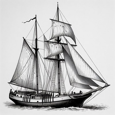 Sailing Ship with Full Sails