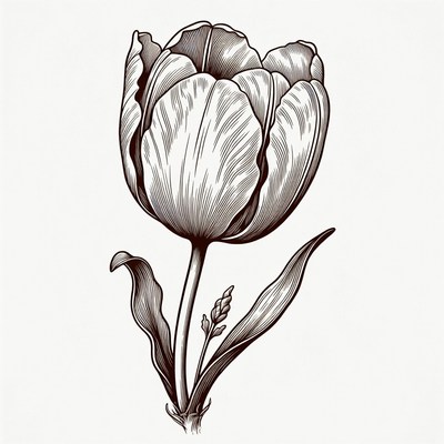 Line Art Tulip Flower