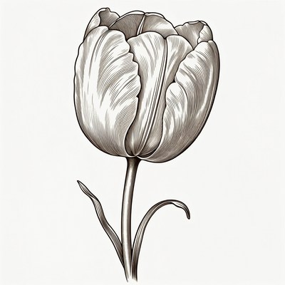 Line Art Tulip Flower