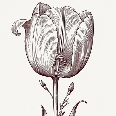 Vintage Tulip Flower Illustration