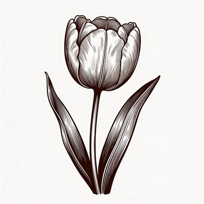 Line Art Tulip Flower