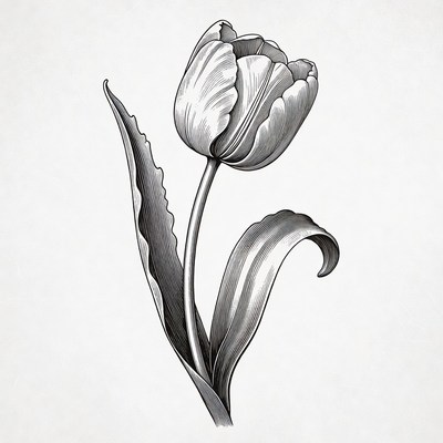 White Tulip Flower Illustration