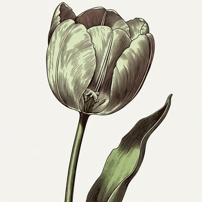 Green Tulip Flower Illustration