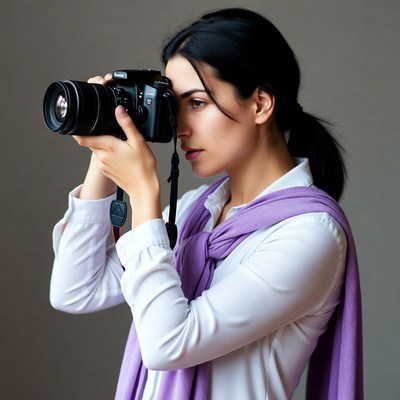 Woman photographing with camera