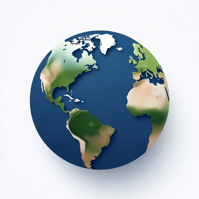Earth Globe on White Background