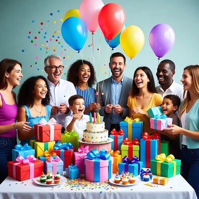 Diverse Family Celebrating Birthday Party