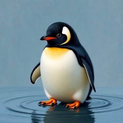 Cute penguin standing in water