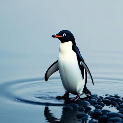 Adelie penguin standing in water