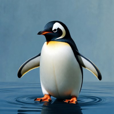 Penguin standing in water