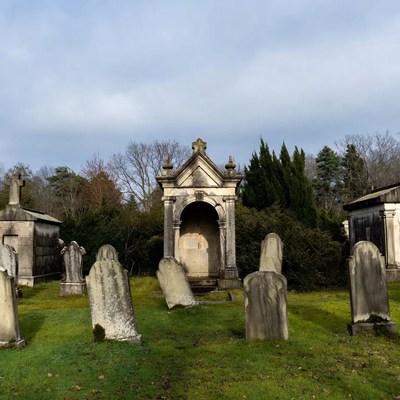 Old Cemetery with Stone Mausoleum