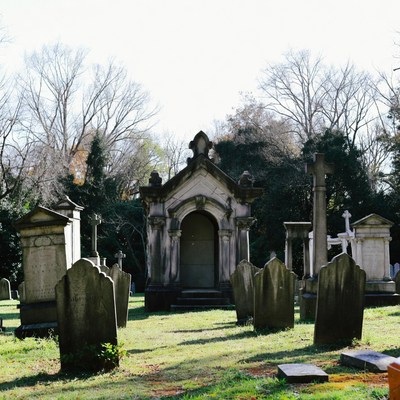 Old Gothic Mausoleum in Cemetery