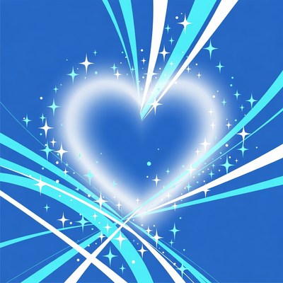 Glowing Blue Heart with Stars