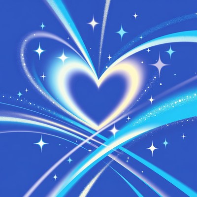 Glowing Heart with Stars and Swirls