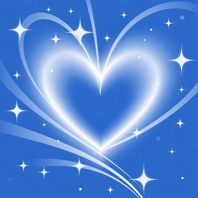Glowing Blue Heart with Stars