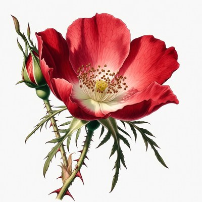 Red Rose Flower with Buds