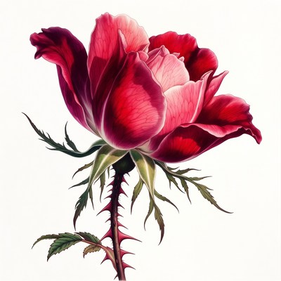 Pink Rose with Thorns