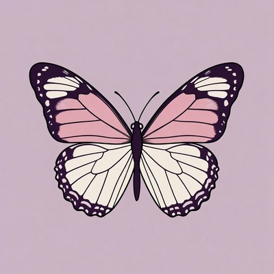 Pink and White Butterfly Illustration