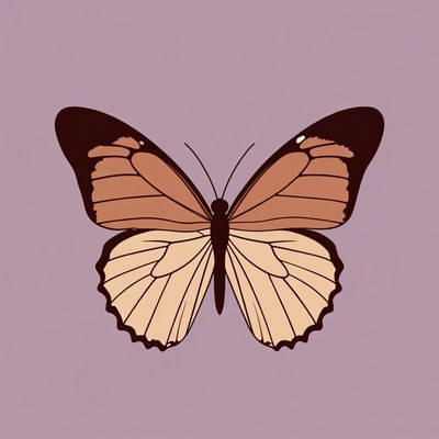 Brown butterfly illustration on purple background