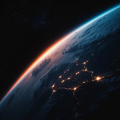 Earth from space at night
