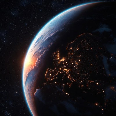 Earth at Night Europe Illuminated