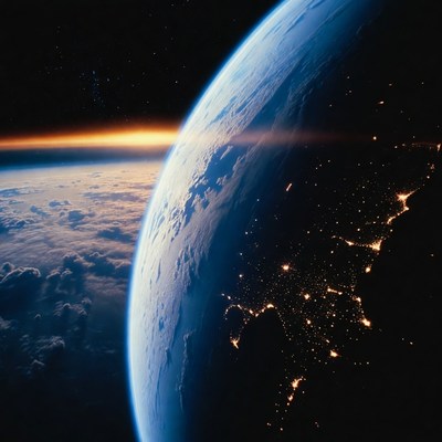 Earth from space at night