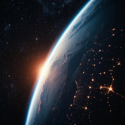 Earth from space at night